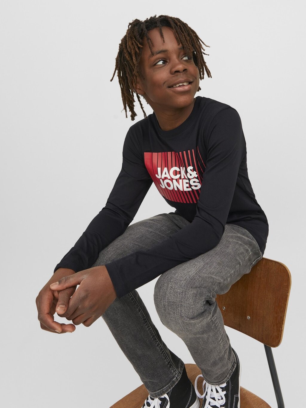 Топ с длинными рукавами JJECORP LOGO PLAY O NECK Jack & Jones Junior, цвет black — фото 4