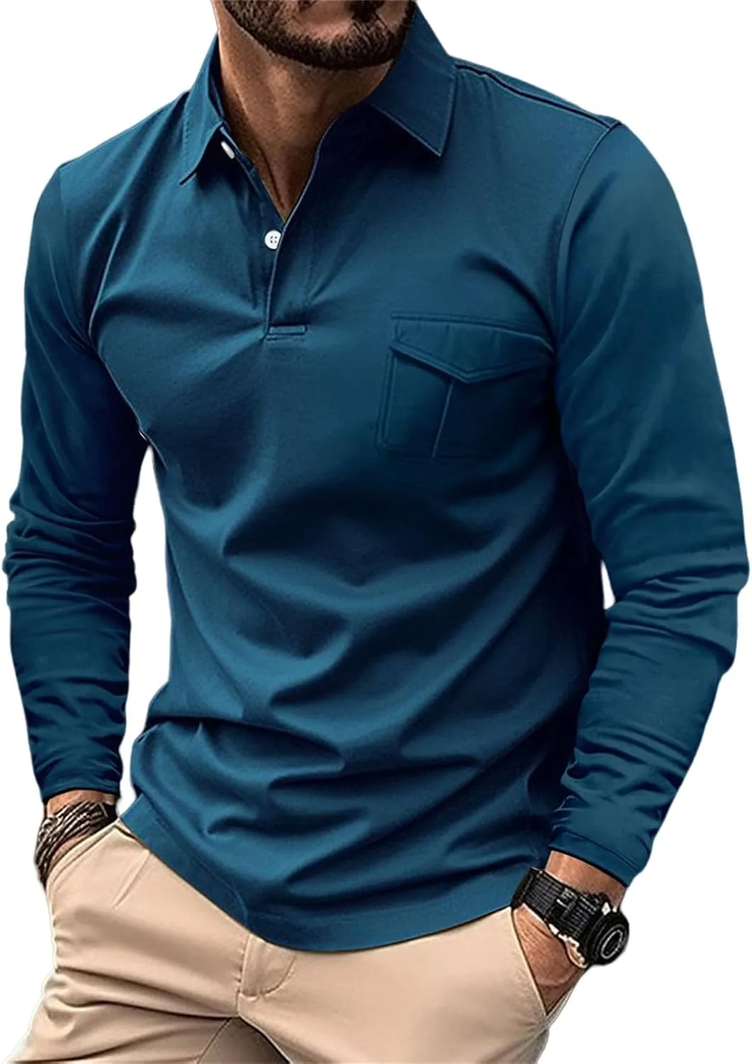 

Ретро поло для гольфа мужское легкое с длинным рукавом Thatrich