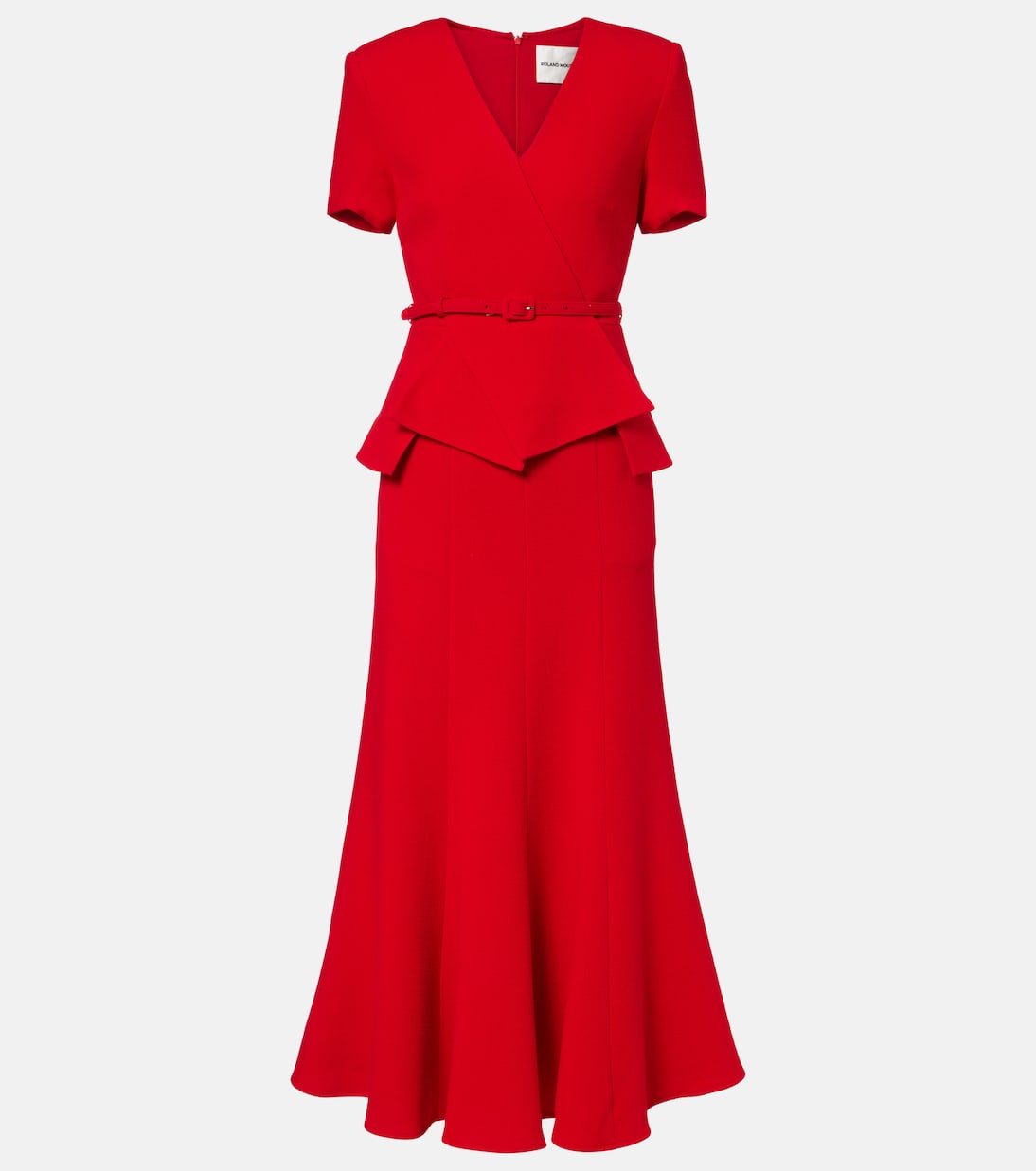 

Платье миди из шерсти с драпировкой и баской Roland Mouret, красный