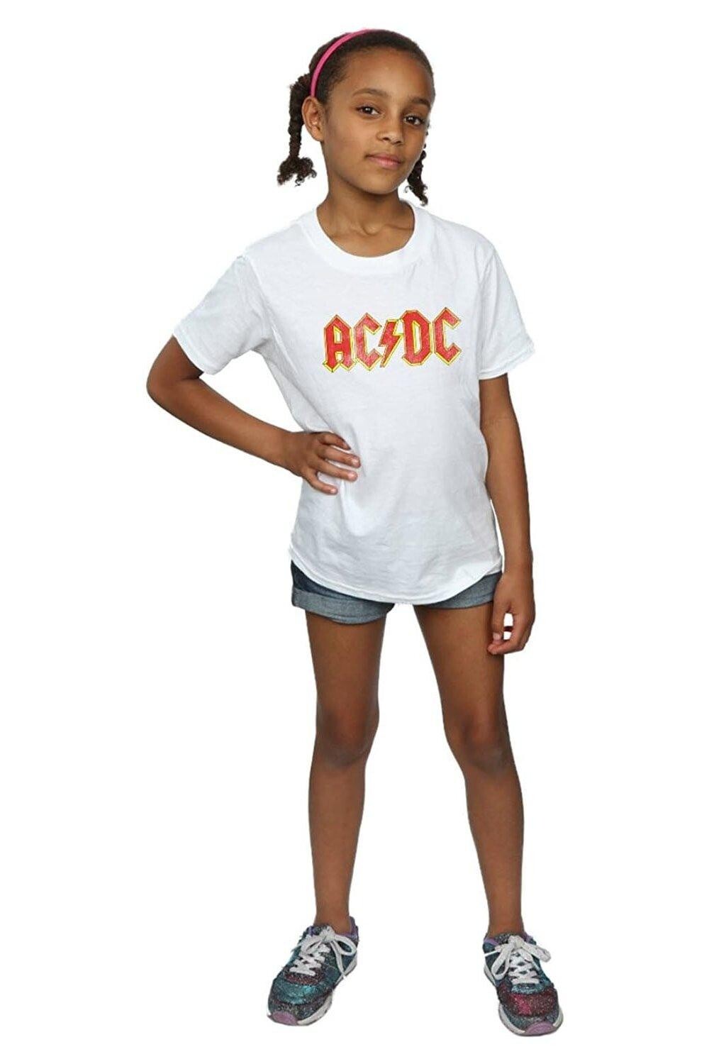 

Хлопковая футболка с потертым логотипом AC/DC, белый