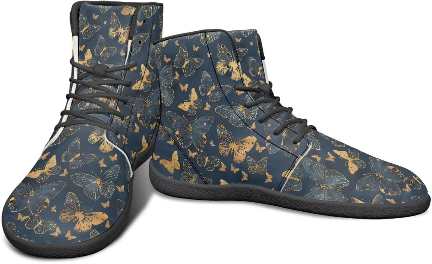 

Высокие кеды с узором бабочек, обувь типа босоножек с нулевым перепадом, широкие для мужчин - кроссовки с резиновой подошвой Watdotory, золотой