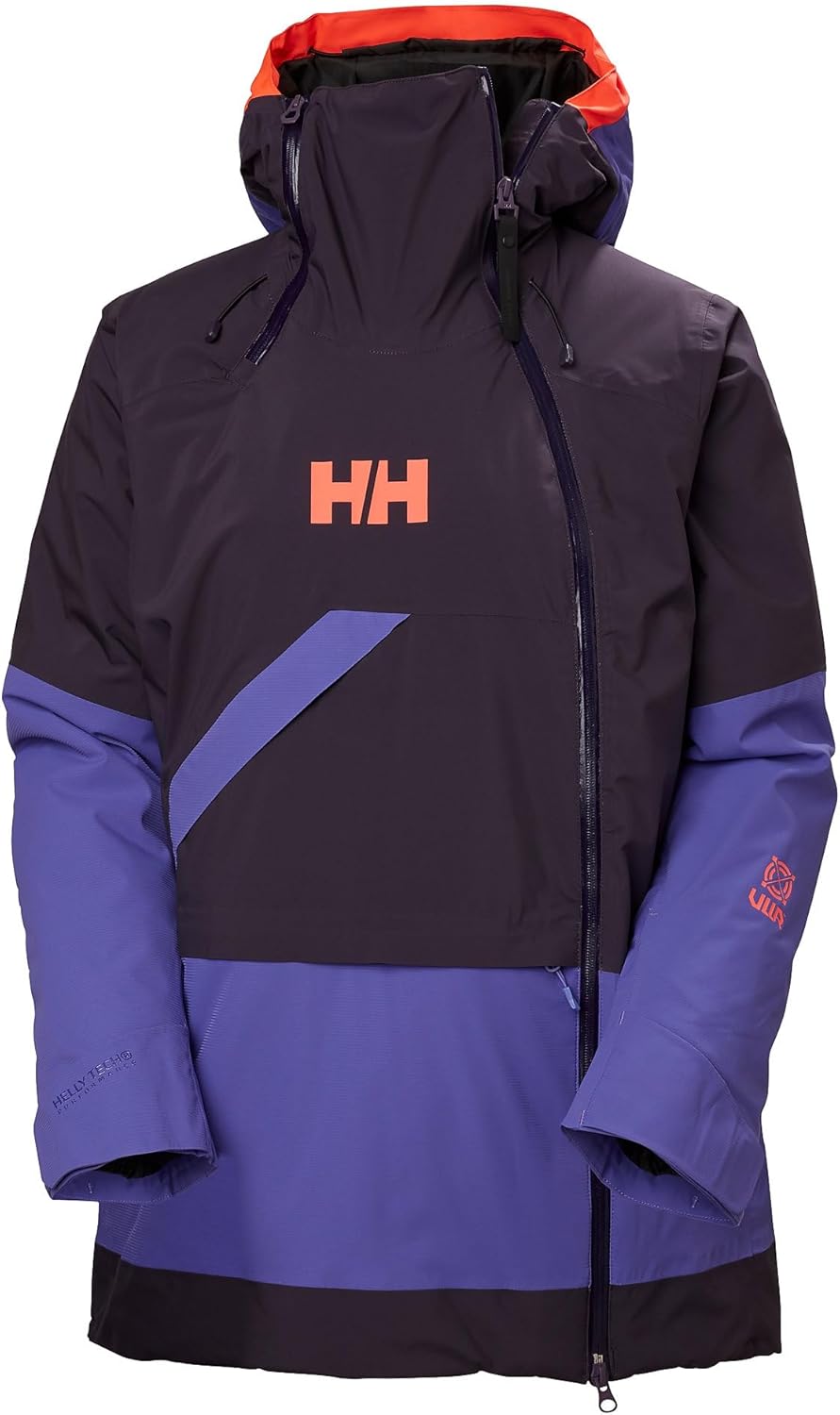 

Куртка Helly-Hansen Powchaser Asym - женская водонепроницаемая горнолыжная куртка с неоновыми деталями, утеплитель PrimaLoft Helly Hansen, 660 Black Grape