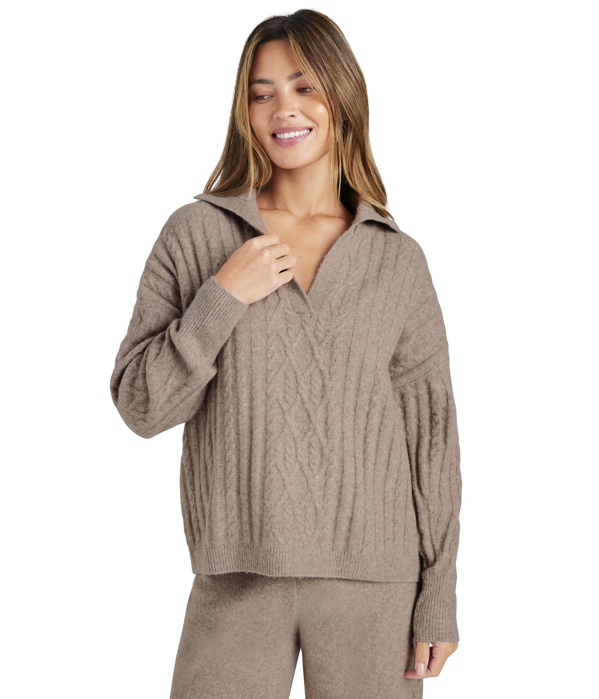

Свитер Splendid Stassi Cable Polo Sweater, Tawny Heather