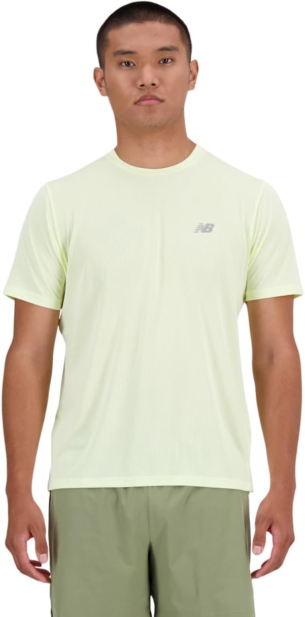 

Мужская спортивная футболка New Balance с коротким рукавом, футболка с коротким рукавом, технология Cool Touch, светло-зеленый