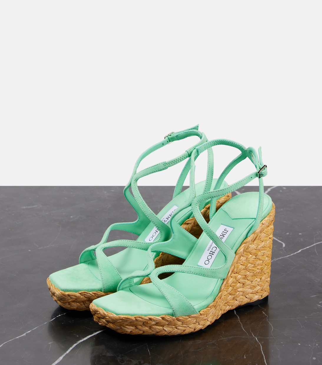 Замшевые эспадрильи Ayla 110 на танкетке Jimmy Choo, Aqua Green — фото 4
