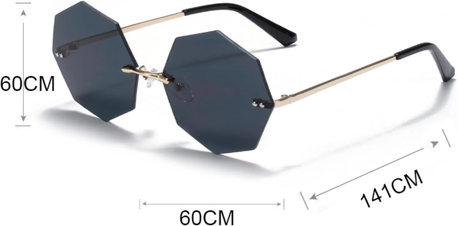 

Солнцезащитные очки Polygon без оправы для мужчин и женщин, модные ретро-очки с металлическим корпусом, защита от УФ-излучения UV400 TKKTLLT, Silver Blue