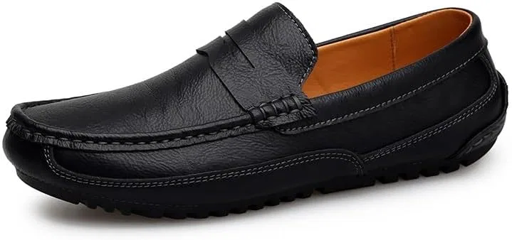 Лоферы мужские из кожзаменителя, Square Toe, Black PUGHGAETZF