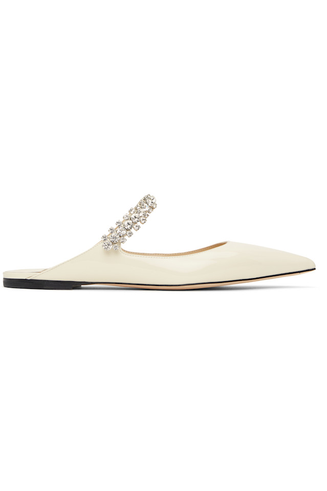 эксклюзивные плоские тапочки Off-White Bing от Ssense Jimmy Choo, цвет linen