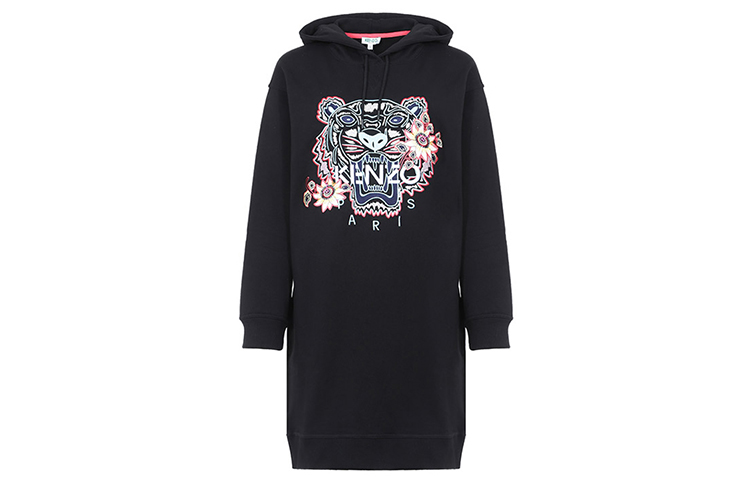 

Женское черное платье с длинными рукавами KENZO