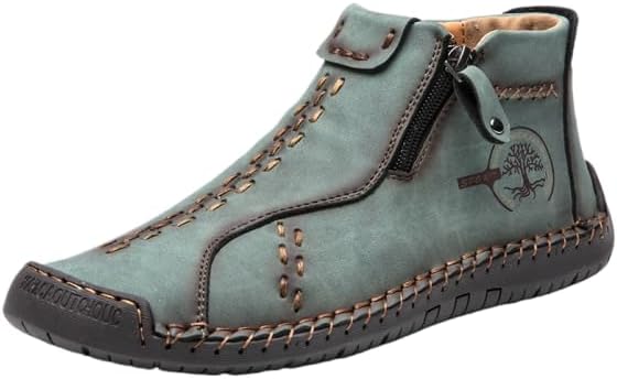 

Средневековые кожаные ботинки Ренессанс для улицы, повседневные, в ретро-стиле, на молнии, с мягкой подошвой, мужские ботинки для вождения Hhhchpm, зеленый