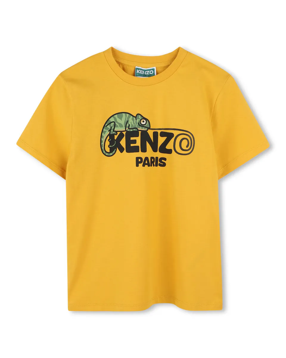

Футболка для мальчика из хлопка с рисунком спереди Kenzo Kids, желтый