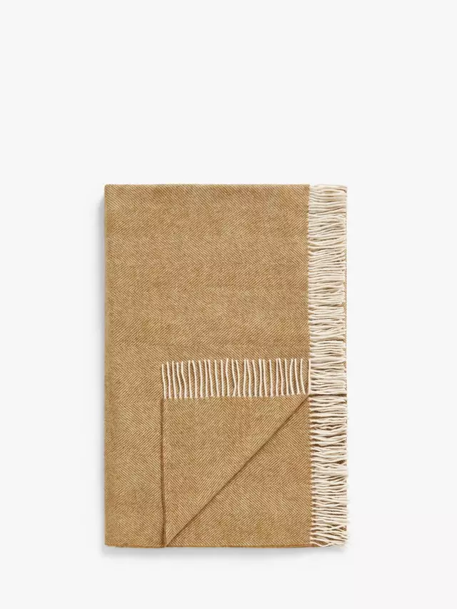 

Плед John Lewis Herringbone Shetland Lambswool, цвет honey