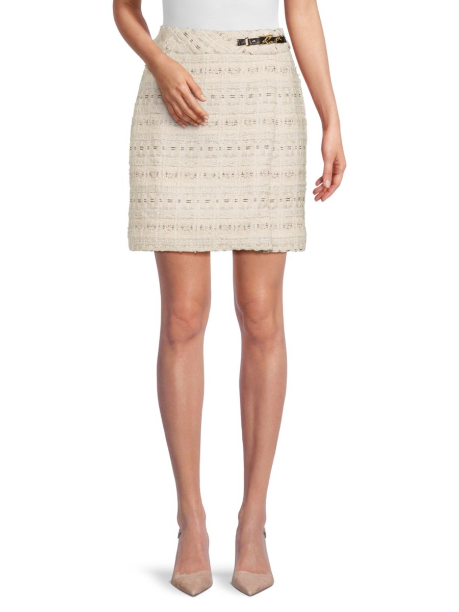 

Мини-юбка из твида Karl Lagerfeld Paris, цвет Soft White Multi