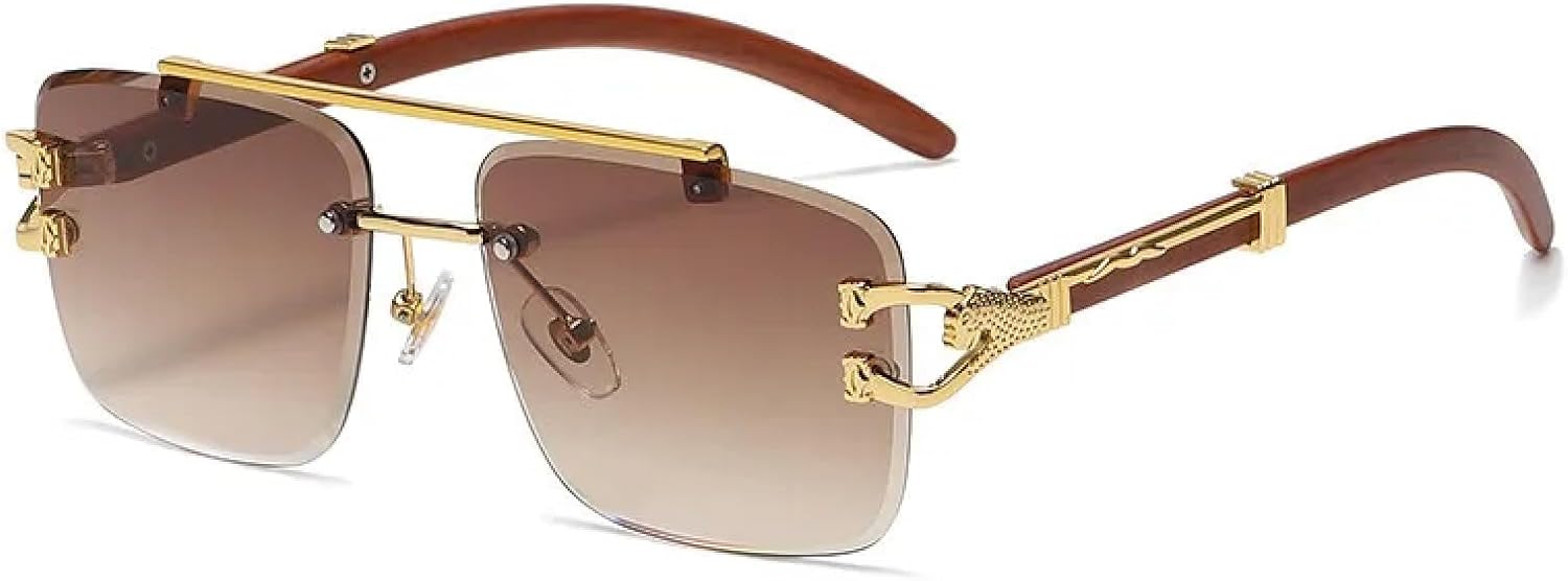 

Деревянные солнцезащитные очки для женщин и мужчин, золотистый леопардовый принт, двойная огранка линз, декоративные очки с защитой от УФ-излучения UV400 DSVIGF, Gold Tea