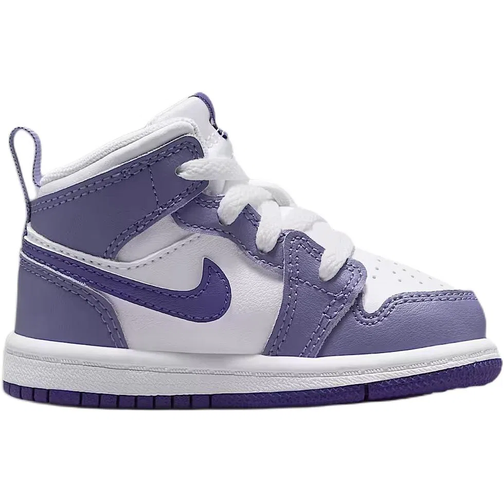 Кроссовки детские Jordan 1 Mid Top White Purple — фото 3