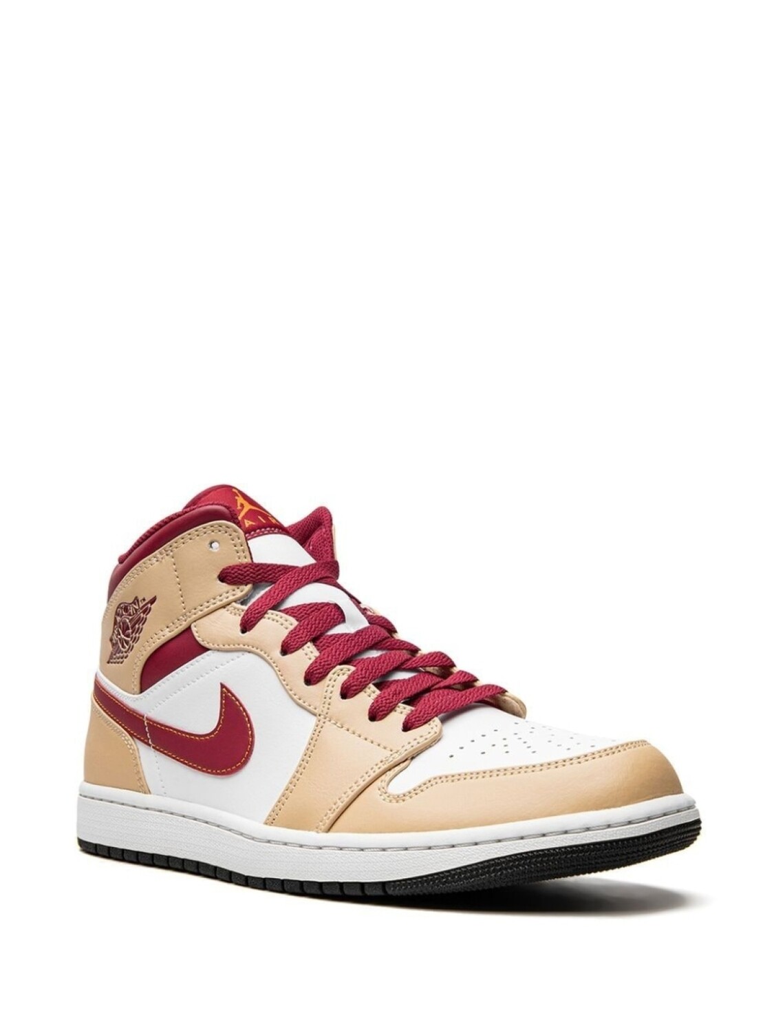 Кроссовки Jordan Air Jordan 1 Mid, белый/красный/бежевый — фото 2