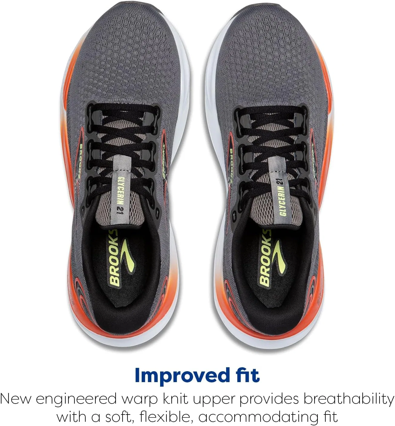 Мужские нейтральные беговые кроссовки Brooks Glycerin 21, Grey, Mandarin Red, Green — фото 4