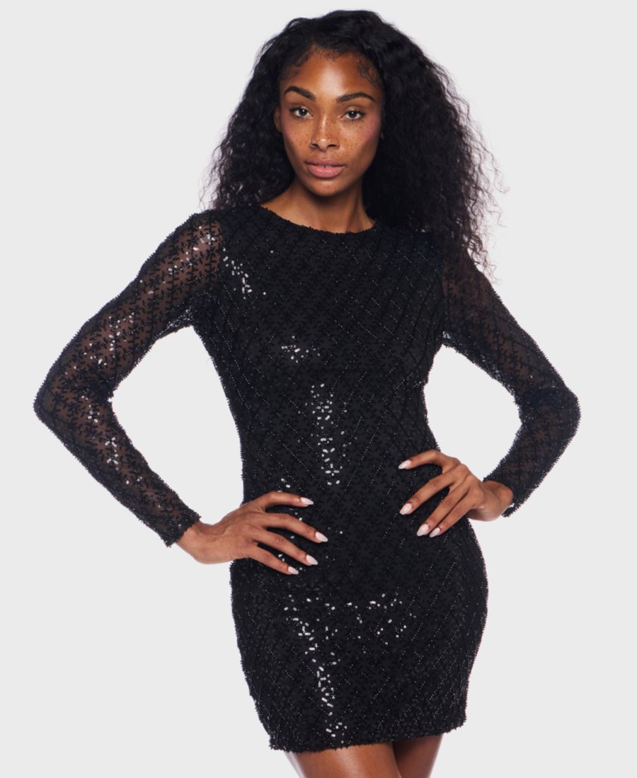 

Платье с длинными рукавами и круглым вырезом для подростков Alex & Sophia, Black