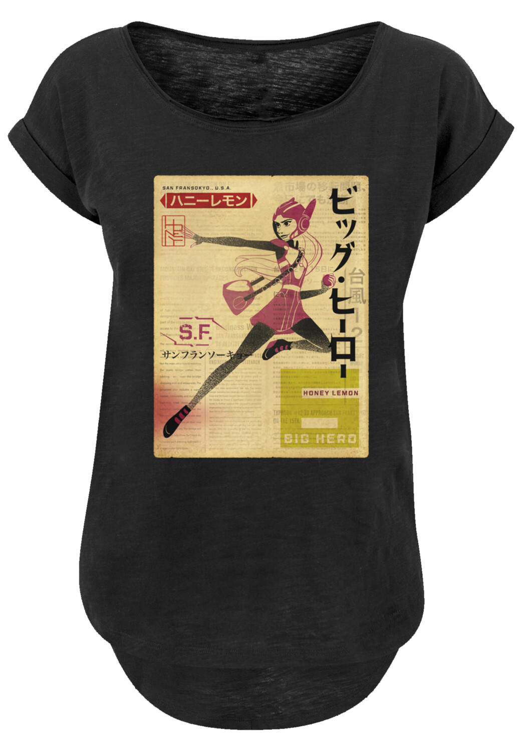 

Футболка F4NT4STIC Big Hero 6 Honey Lemon Newspaper, черный