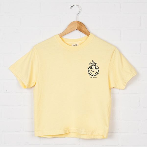 

SWSmiley plant dreams grow joy outline - женский бокси кроп топ с принтом Simply Sage Market, Butter