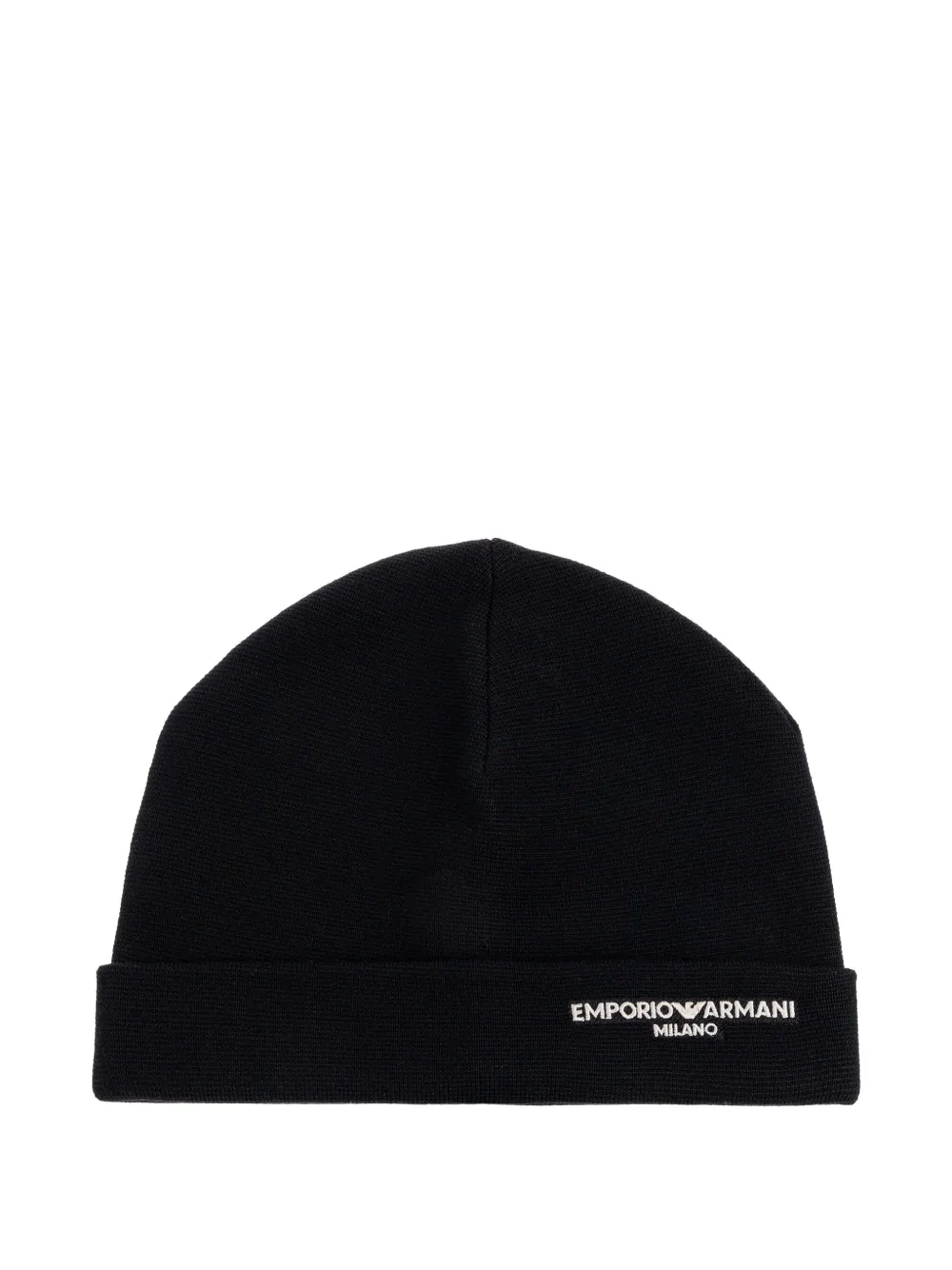 

Шерстяная шапка с вышитым логотипом EMPORIO ARMANI, черный