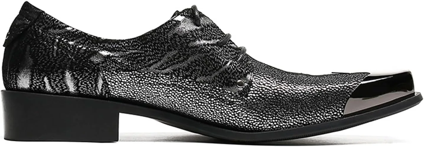 Мужские костюмные туфли, кожаные туфли, лоферы, на шнурке, из коровьей кожи, большие размеры, средние размеры, с низкими носками, удобная формальная обувь из натуральной кожи с металлизированным носком Manyubei, черный — фото 4