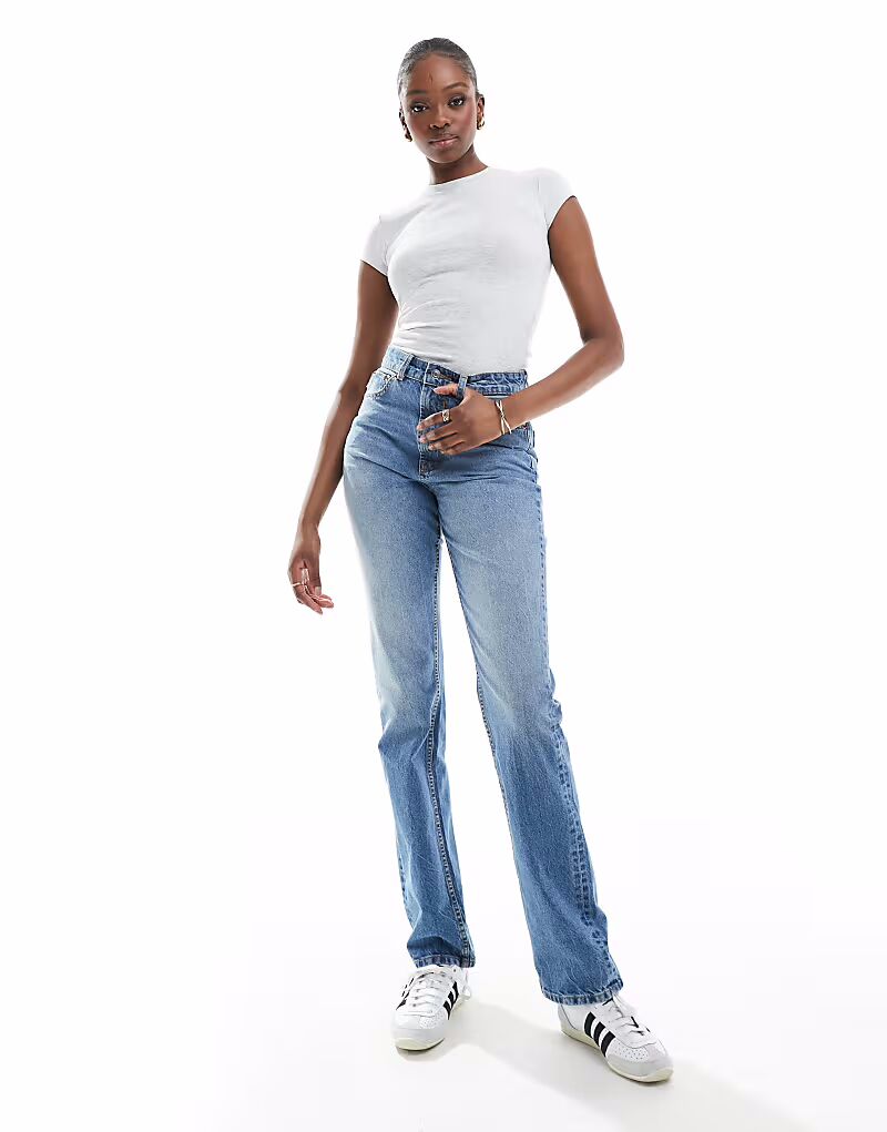 

Прямые джинсы ASOS DESIGN Tall средней посадки, средне-белые ASOS Tall