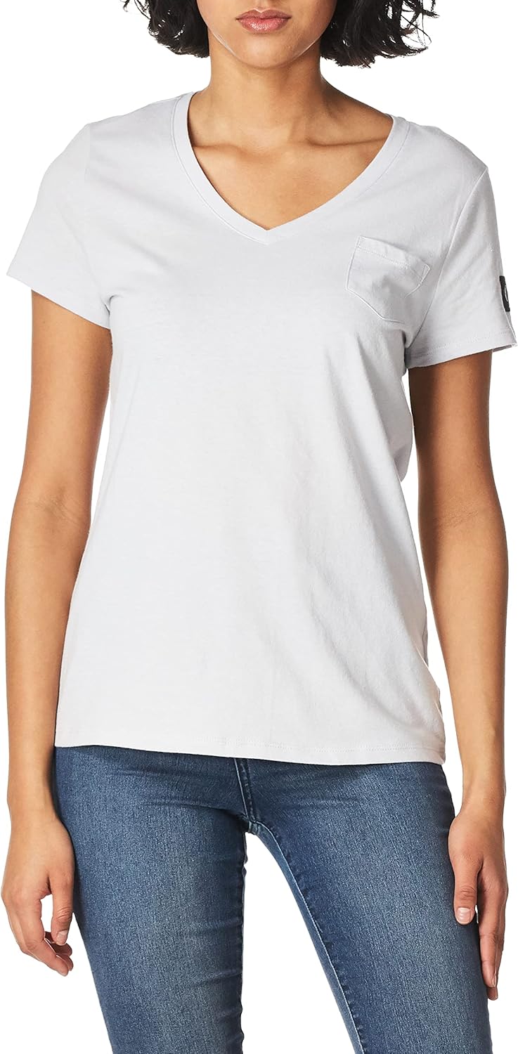 

Женская укороченная футболка с коротким рукавом и логотипом Calvin Klein, Fog