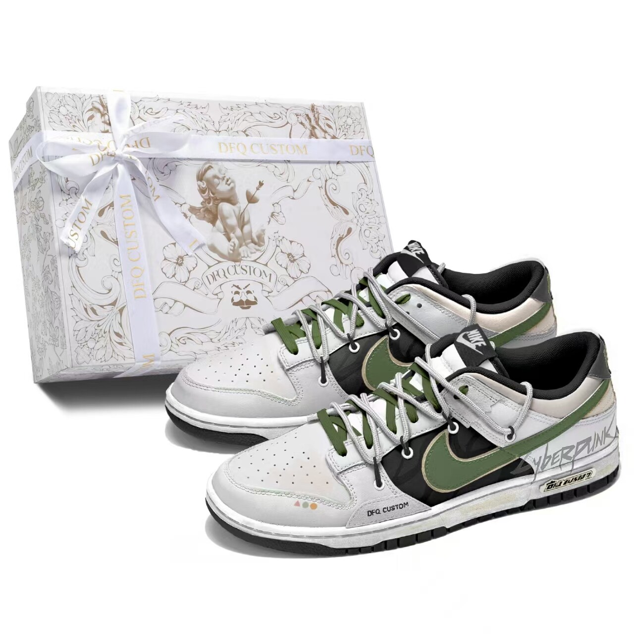 

Кроссовки для скейтбординга Dunk женские с низким верхом, зеленый/белый Nike