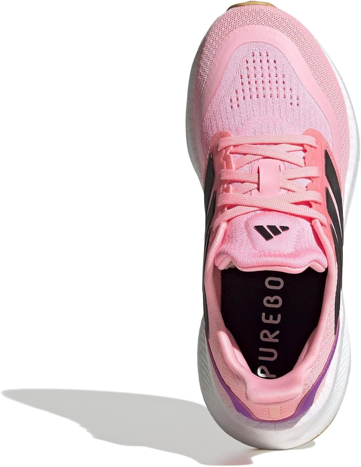 Детские кроссовки Adidas Pureboost Light для бега (унисекс), черный/розовый — фото 2