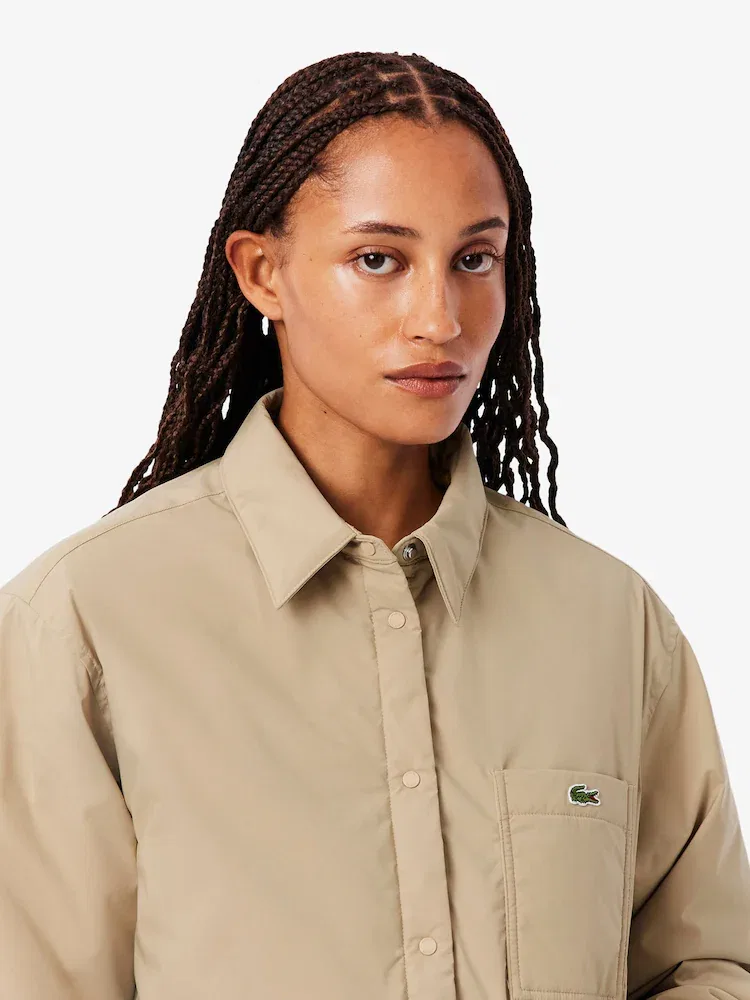 Пуховик-рубашка LACOSTE, свободный крой, черный — фото 2