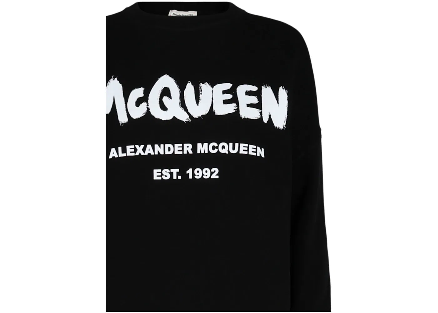 Женский свитшот с принтом Graffiti Logo Alexander McQueen, Black White — фото 3