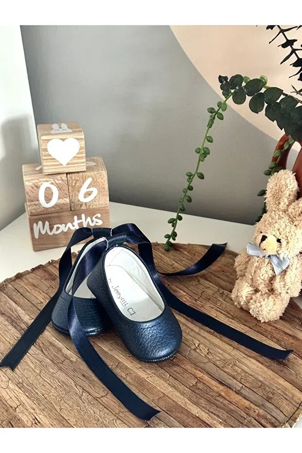 Детские мокасины для девочек кожаные Genuine leather navy blue ballerina baby moccasin Li Puna, Navy Blue