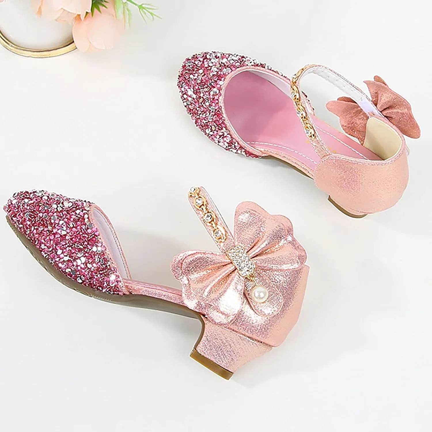 Детские туфли Мэри Джейн с принтом Princess Glitter для девочек, Pink — фото 3