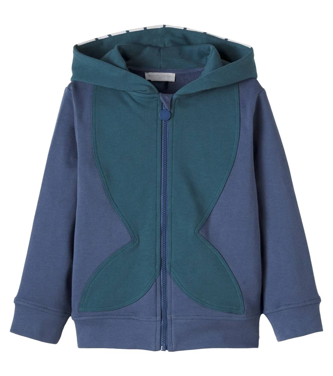 Худи с капюшоном и молнией из хлопкового джерси с принтом Stella Mccartney Kids, синий