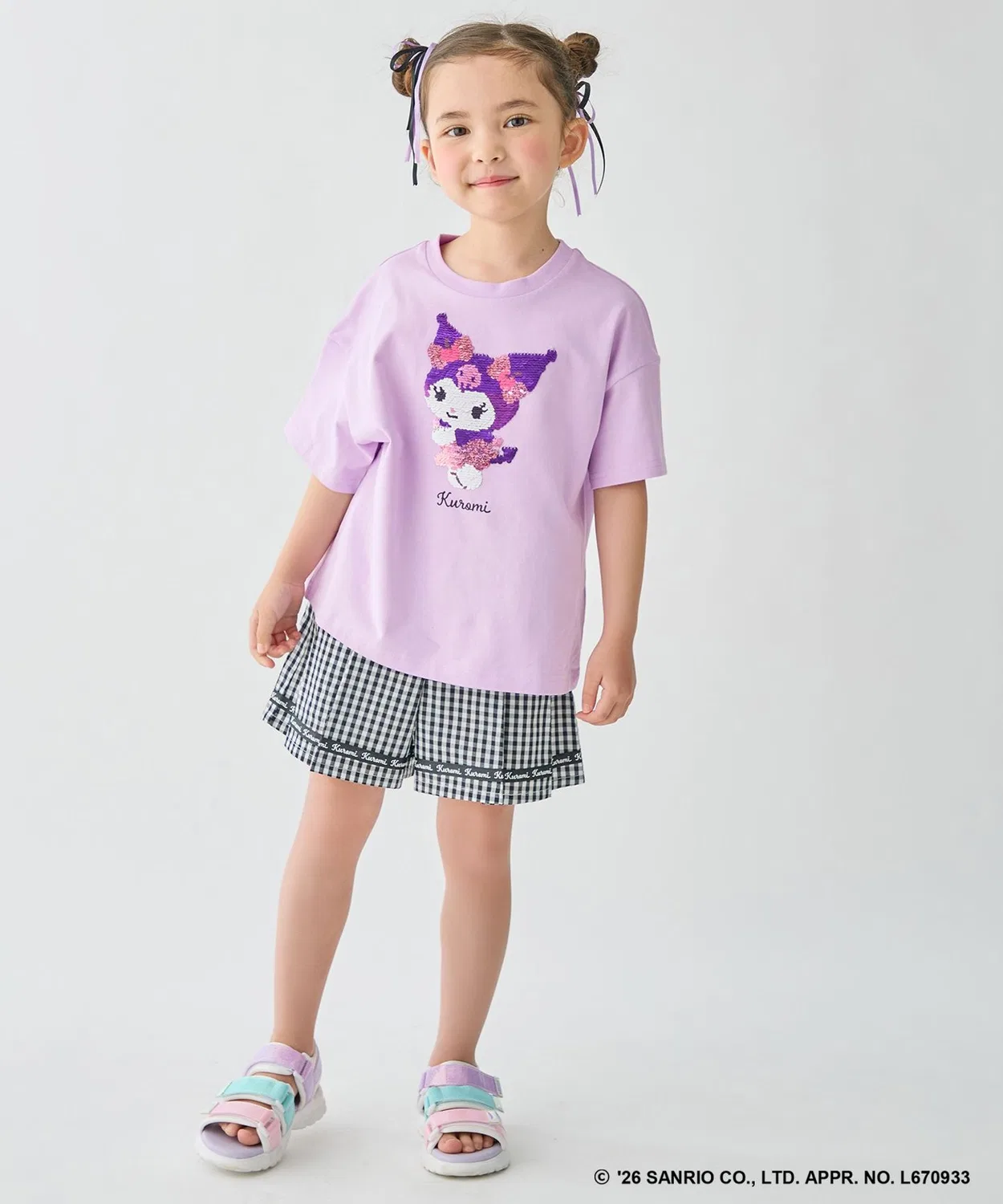 Детская футболка с контактной прохладой и принтом Sanrio Characters Miracle Sequins ANY, Lilac — фото 2