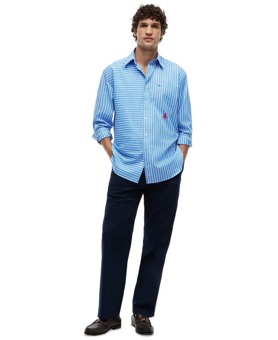 Рубашка с асимметричным принтом, модель Color-Block Tommy Hilfiger, Blue Spell Stripe — фото 2