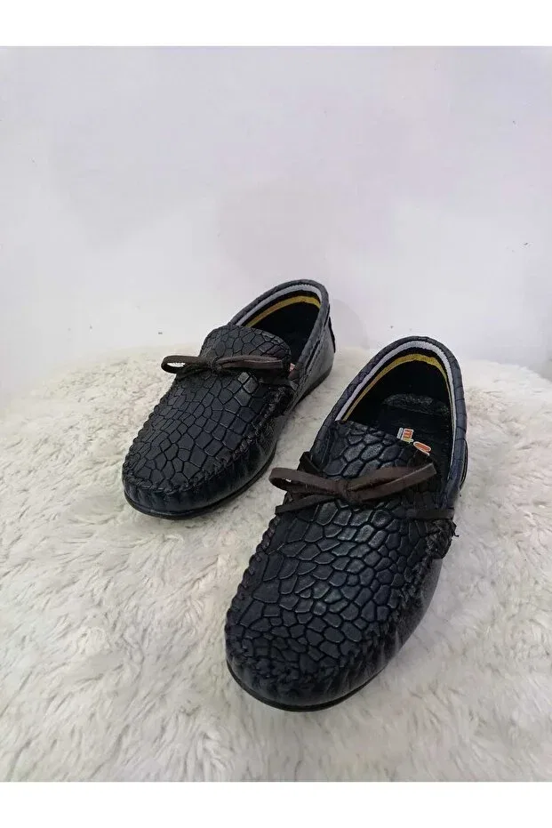 Детские ботинки для мальчиков на ортопедической подошве Özgür Kids, Navy Blue Snake — фото 2