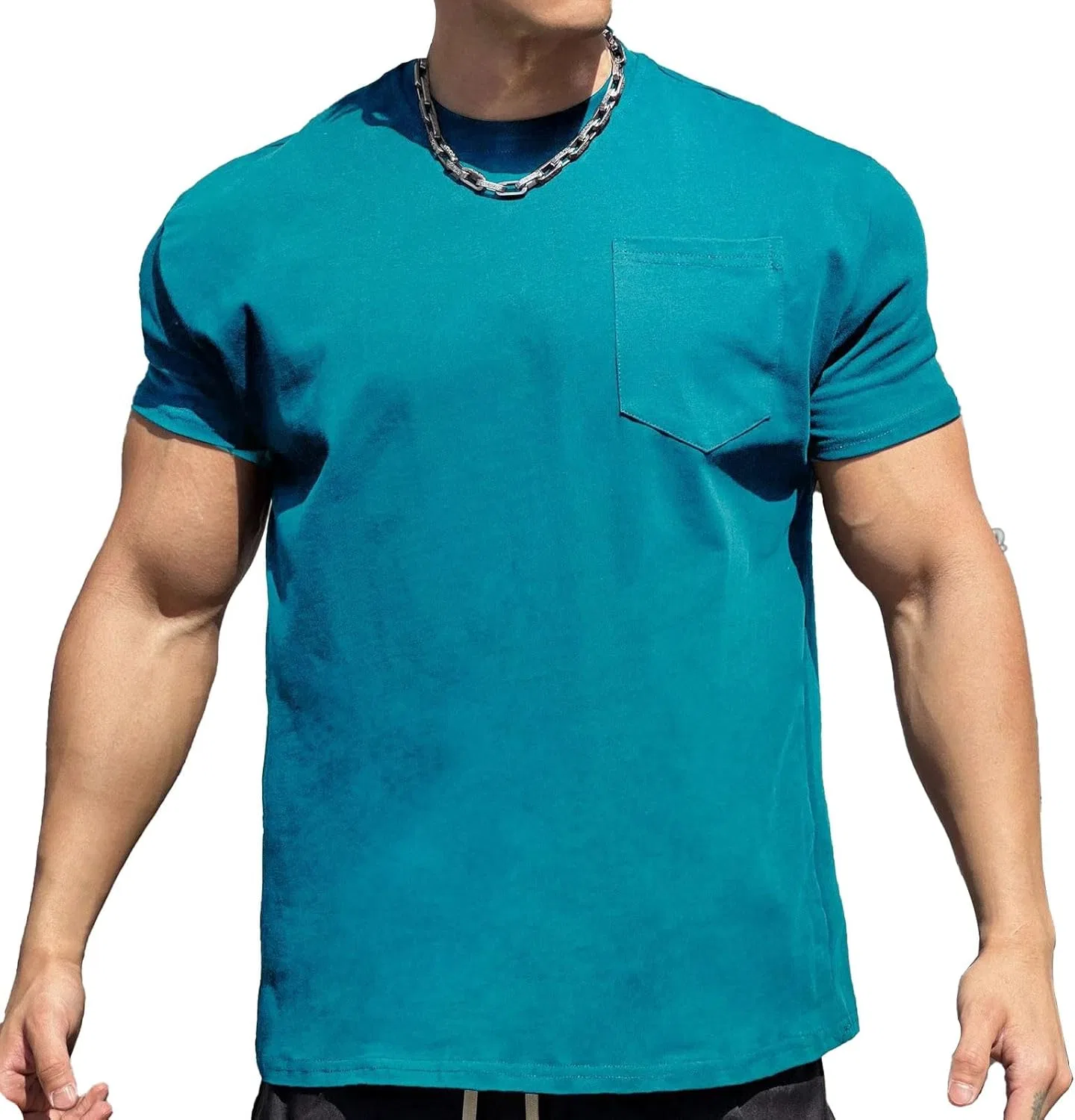 Мужская футболка с коротким рукавом и карманом, Athletic Fit, Blue