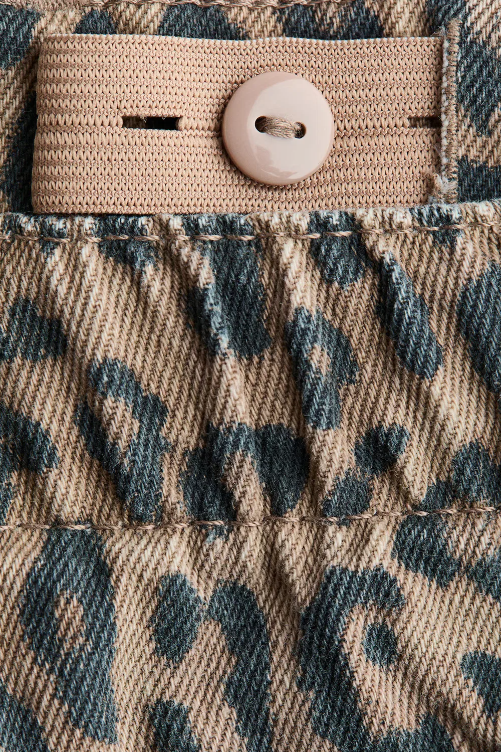 Хлопчатобумажные брюки с широкими штанинами H&M, Beige/Leopardenprint — фото 2