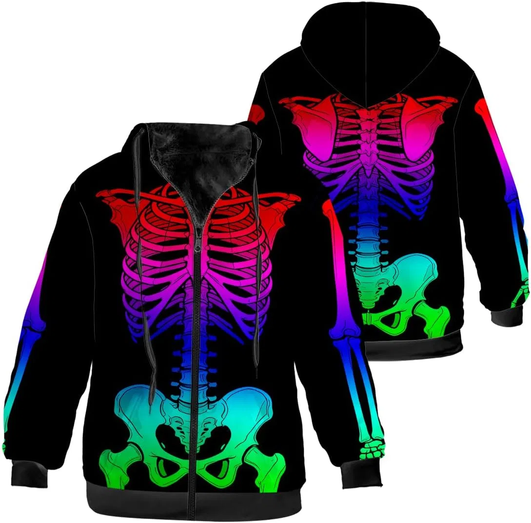 Мужская куртка с молнией с принтом, Skeleton Rainbow — фото 3