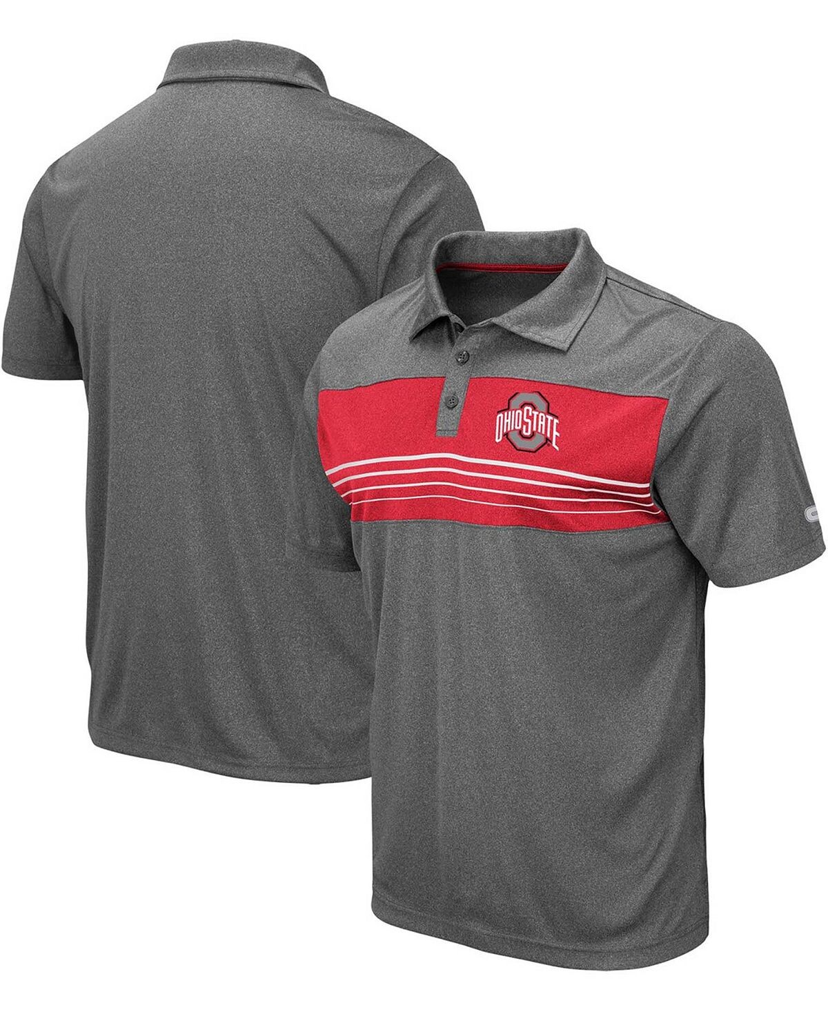 

Мужская темно-серая футболка-поло ohio state buckeyes smithers polo с меланжевой отделкой Colosseum, мульти