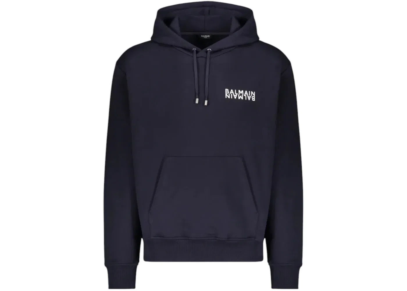 Мужская худи с принтом Double Logo Balmain, Navy