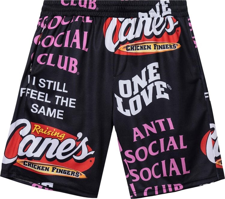 

Шорты Anti Social Social Club x Raising Canes Trademark Mesh Shorts 'Black', черный