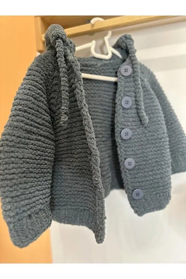 Детский кардиган на молнии с капюшоном Teddy bear cardigan Numistore, Gray — фото 2