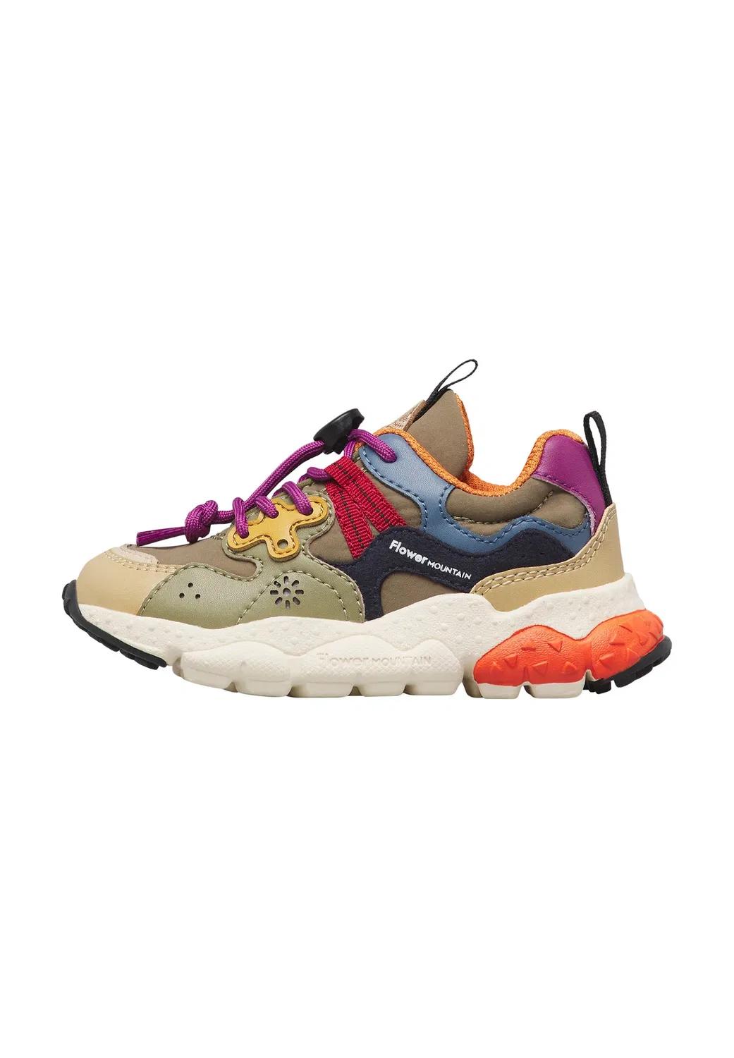 Кроссовки Jongens lage Yamano 3 Junior. - детская обувь Flower Mountain, Beige-Militärgrün-Marineblau