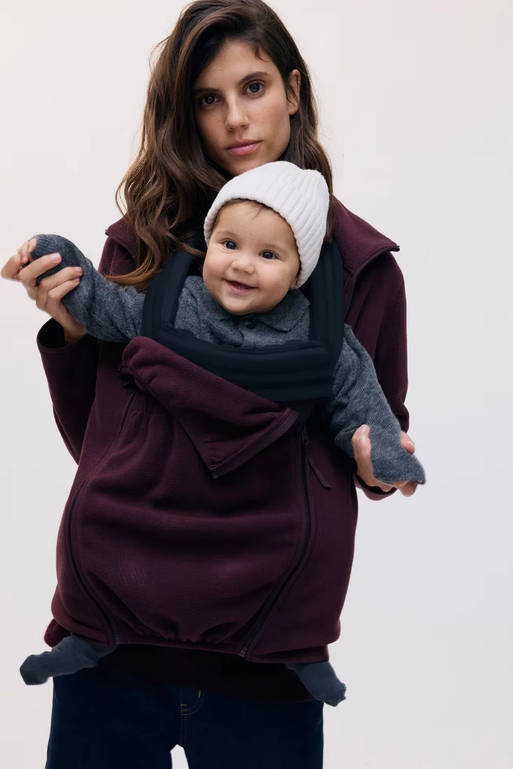 Флисовая куртка для ношения ребенка «Мама до и после» H&M, Weinrot
