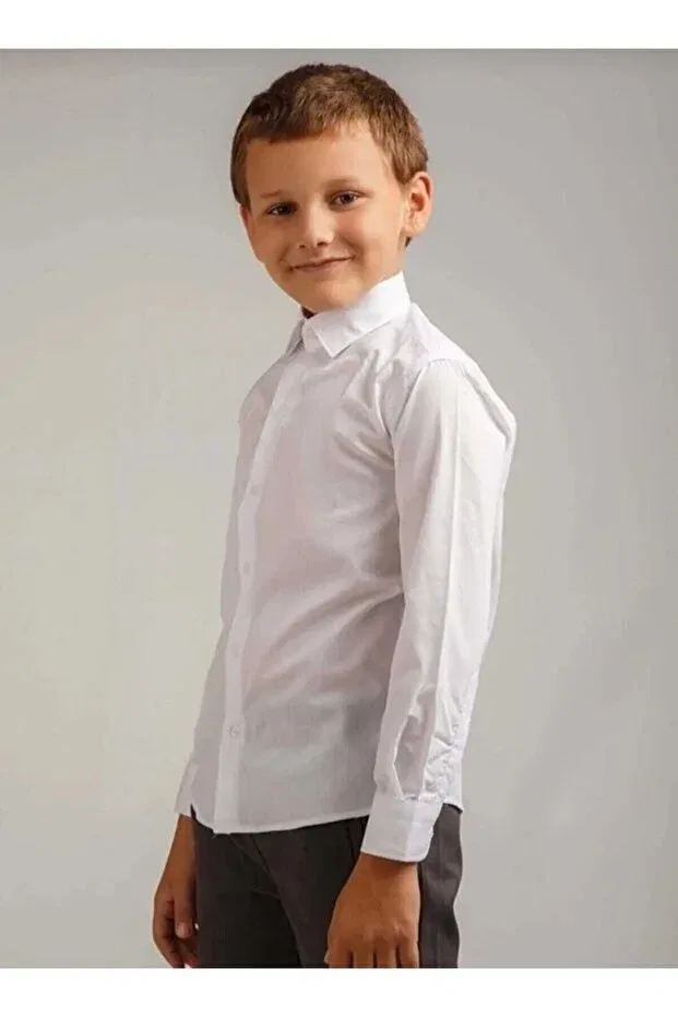 Детская рубашка для мальчиков классическая Generic Brands, White 1 — фото 2