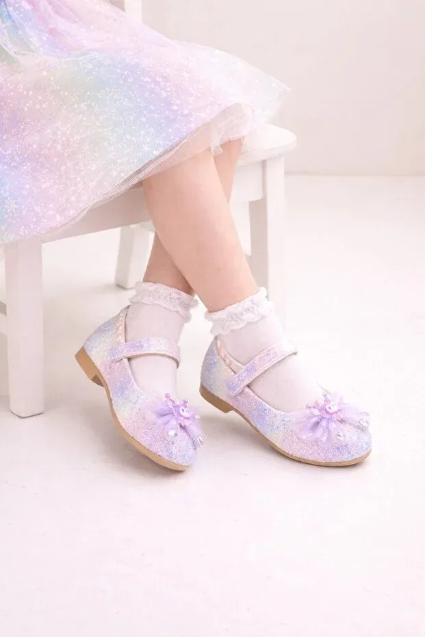 Детские балетки для девочек с принтом Minibonito, Lilac — фото 2