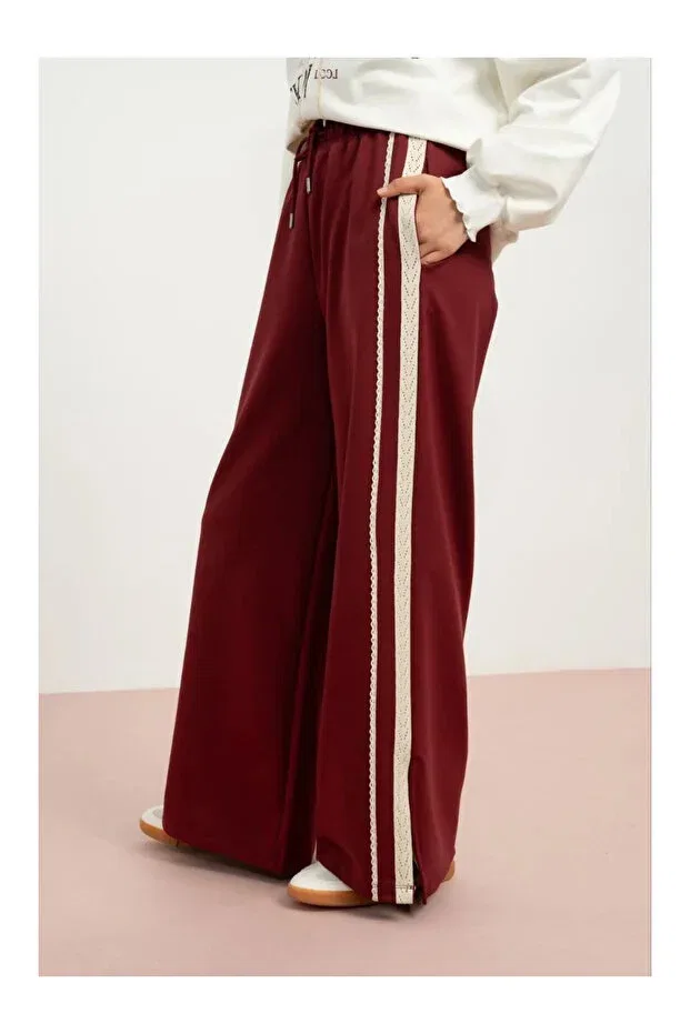 Детские спортивные штаны для девочек с широкой штаниной My Lorin Kids Store, Burgundy